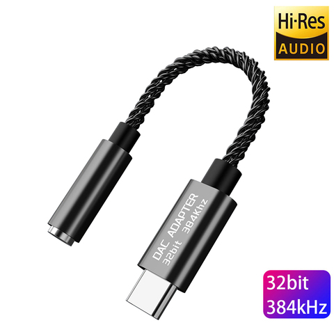 Realtek ALC5686 USB Type-C to 3.5mm DAC Headset Amplifier 16-32Ω 125dB PCM 32b/384kHz Digital Decoder Hi-Res AUX Audio Adapter ► Photo 1/6