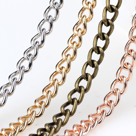 6*8MM 1M/Lot Punk Metal Gold/Rhodium/Bronze/Rose Gold  Necklace/Bracelet for Men Women Curb Cuban DIY Chain making  Jewelry ► Photo 1/6