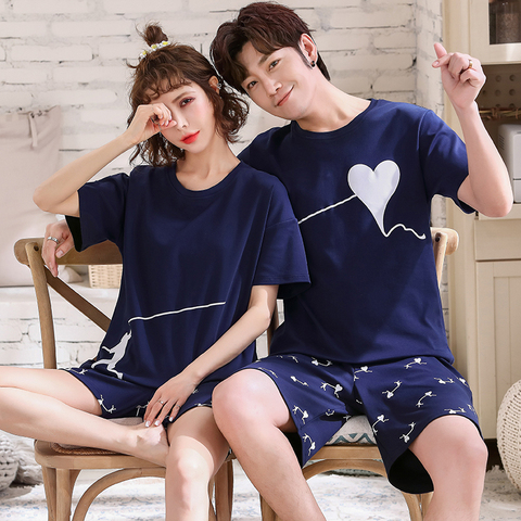 Couple Nightwear Suit Summer Sweet Cute Short Sleeve Pajamas Heart Pattern  Homewear Men Plus Size M-3XL Cotton Pijamas Mujer - Price history u0026 Review  | AliExpress Seller - MENGLAIQIAN Official Store | Alitools.io
