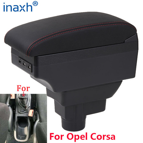 For Opel Corsa D Armrest box For Opel Corsa Car armrest interior storage box Retrofit parts accessories USB LED lights ► Photo 1/6