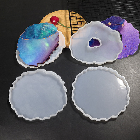 1PC DIY Coaster Tray Mirror Silicone Resin Mold for Table Decoration UV Resin Mold Epoxy Resin Art Supplies Resin Mold DIY ► Photo 1/5