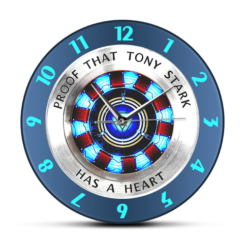 Proof That Tony Stark Has A Heart Arc Reactor Print Acrylic Wall Clock Superhero Style Hanging Wall Watch Movie Fans Home Decor ► Photo 1/6