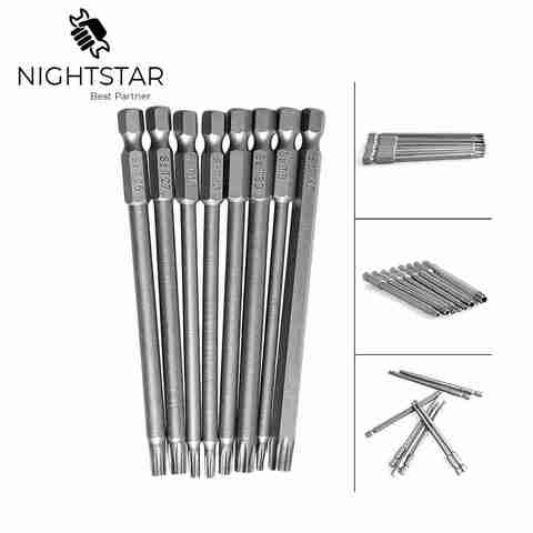 8Pcs 100mm Magnetic Torx Screwdriver Bits 1/4