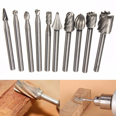 10pcs High-speed steel rotary file 3mm Drill Bits Rotary Burrs Metal Diamond Grinding wood Woodworking cutter Wood carving knife ► Photo 1/6