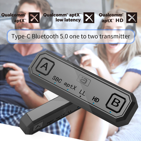 Bluetooth 5.0 Wireless Audio Transmitter APTX HD/LL USB Type C Transceiver Adapter For Nintendo Switch Lite PS4 TV one to two ► Photo 1/6