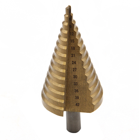 1Pcs 4-42 MM HSS Titanium Coated Step Drill Bit Drilling Power Tools Metal High Speed Steel Wood Hole Cutter Step Cone Drill ► Photo 1/6