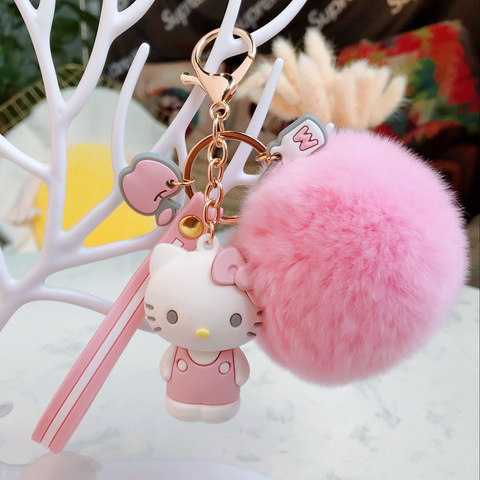 Real Rabbit Fur Ball Keychain Party Multi Color Soft Pom Poms Bag