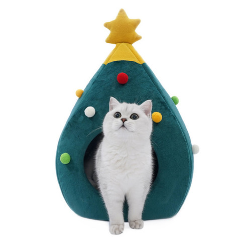 Pet Cat Bed Christmas Comfortable Pet Bed Christmas Tree Winter Warm Pets Nest Cat House Mat Dog Bed For Cats Litter Kennel Home ► Photo 1/5