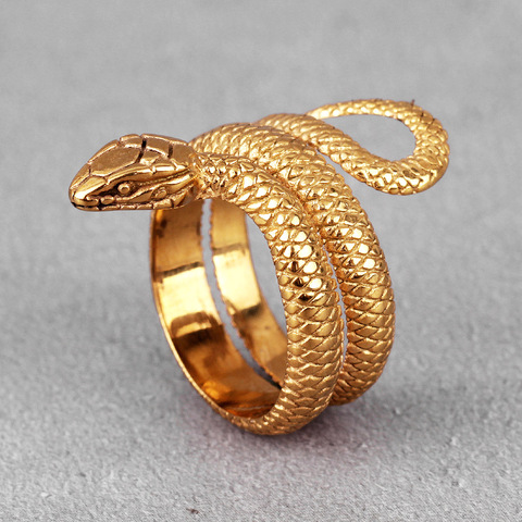 Gold Snake Animal Stainless Steel Mens Rings Punk Hip Hop Unique Trendy For Male Boyfriend Jewelry Creativity Gift Wholesale ► Photo 1/1