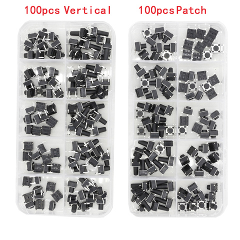 100 PCS box of Tact Switch 4-legged vertical / patch 6*6*4.1/4.3/5/6/6.5/7.5/8/9.3/10.5/12mm Micro Push Button Switch Key Switch ► Photo 1/5