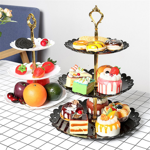3 Tier Plastic Cake Stand Afternoon Tea Wedding Plates Party Tableware Cake Tray Display Rack Cake Decorating Tools ► Photo 1/6