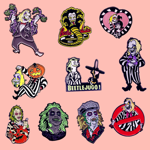 Beetlejuice Alec Baldwin Geena Davis Enamel Brooch Pins Badge Lapel Pins Alloy Metal Fashion Jewelry Accessories Gifts ► Photo 1/6