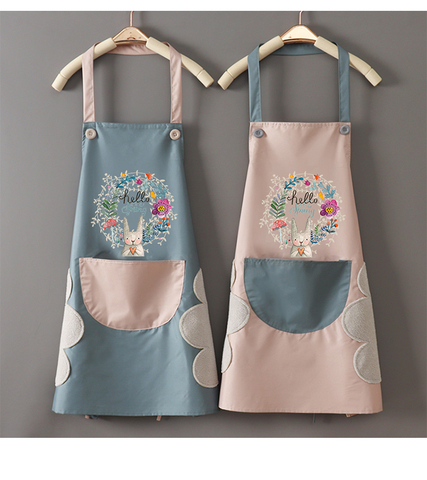Fashionable household cute kitchen cooking apron women's waterproof and oil-proof waist protective overalls can wipe hands apron ► Photo 1/6
