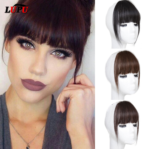 LUPU Black Brown Synthetic Hair Fringe Bangs Clip In Hair Extensions Natural Fake Hairpieces For Women High Temperture Fiber ► Photo 1/6