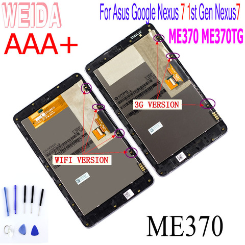 WEIDA For Asus Google Nexus 7 Me370 1st Gen Nexus7 2012 LCD Touch Screen Assembly Frame ME370T ME370TG ► Photo 1/6