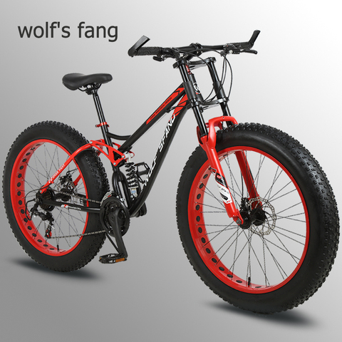 wolf's fang Bicycle 26 inch 21 speed  Fat Mountain Bike road bikes mtb Man fat bike bmx Spring Fork bicycle Free shipping ► Photo 1/6