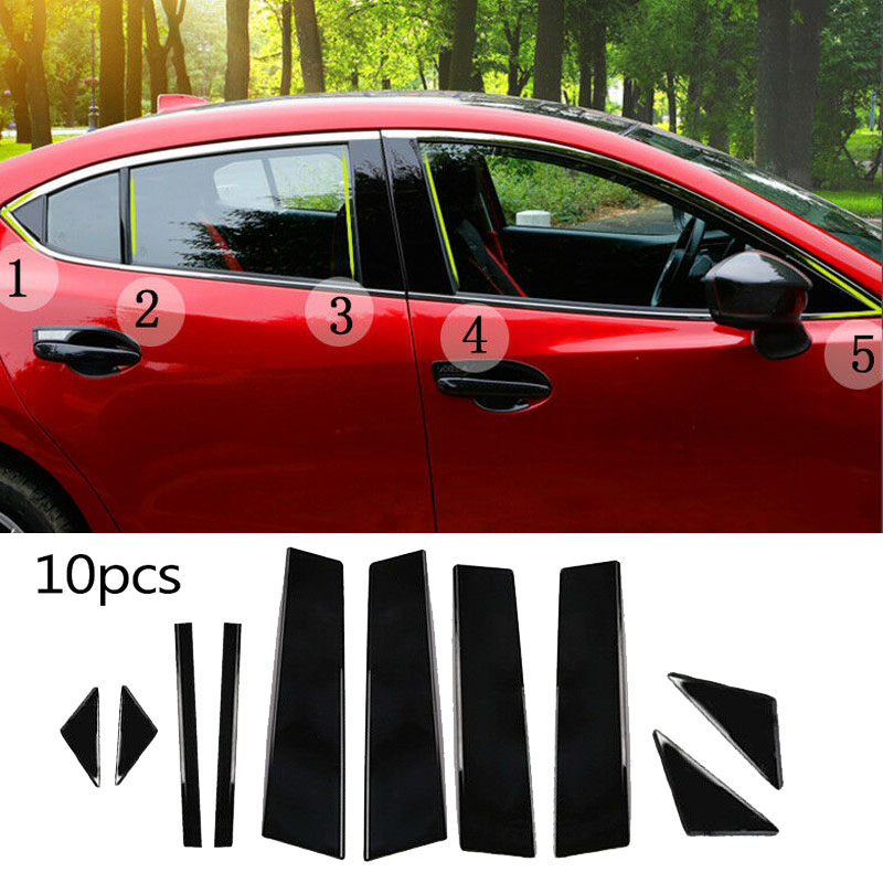 Black Pillar Posts For Mazda 3 Axela 2014 - 2017 10pc Set Cover Door Trim Window ► Photo 1/4