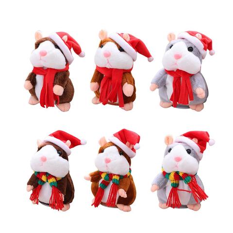 Christmas Version Talking Hamster Mouse Pet Plush Toy Cute Talking Sound Record Hamster Educational Toy Gifts 15 cm Dropshipping ► Photo 1/5