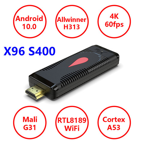 Allwinner H313 Quad Core X96 S400 Android 10.0 Smart TV Box 4K 2.4G RTL8189 WiFi 2022 New Set Top Box Media Player LPDDR 32bit ► Photo 1/6