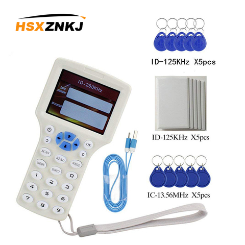 RFID NFC Card Copier Reader Writer duplicator English 10 Frequency Programmer for IC ID Cards and All 125kHz Cards +5pcs ID 125k ► Photo 1/6