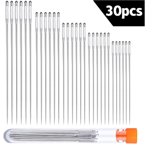 KAOBUY 30 PCS 5 Sizes Stainless Steel Large Eye Needles Cross Stitch Needles Embroidery Tool Household Sewing Tool ► Photo 1/6