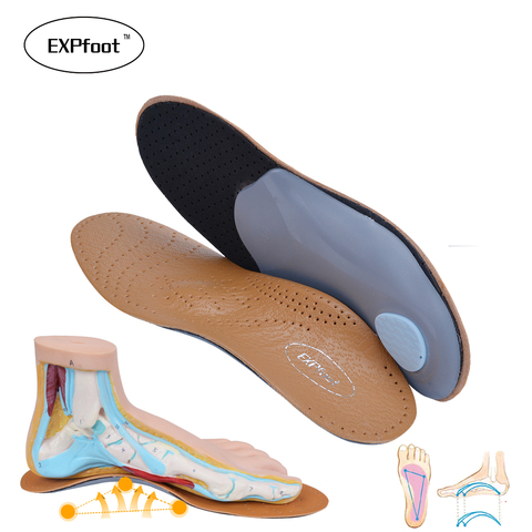 3D Premium healthy Leather orthotic insole for Flatfoot High Arch Support orthopedic Insole Insoles men and women shoes ► Photo 1/6