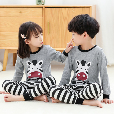 Kids Childrens Boys Girls Cotton Pyjamas PJs Pyjama PJ Set Top Trousers T-Shirt