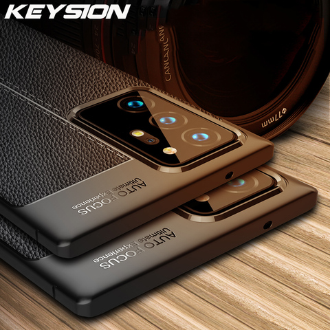 KEYSION Shockproof Case for Samsung Galaxy Note 20 Ultra luxury Leather Soft Silicone Phone Back Cover for Samsung NOTE 20 ► Photo 1/6