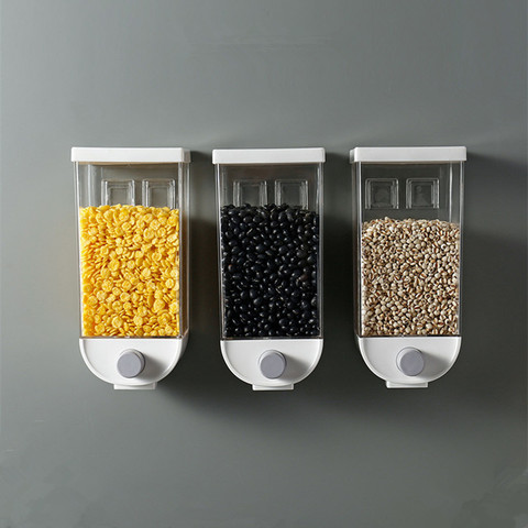 1000/1500ML Kitchen Wall-Mounted Storage Box Grain Storage Tank Sealed Cans Manual Cereal Rice Beans Dispenser ► Photo 1/5