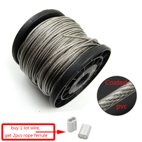 5 Meter 0.6mm 0.8mm 7x7 thin wire PVC Coated Flexible steel wire Rope soft Cable Transparent Stainless Steel Clothesline ► Photo 1/2