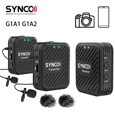 SYNCO G1 G1A1 G1A2 Wireless Microphone System 2.4GHz Interview Lavalier Lapel Mic Receiver Kit for Phones DSLR Tablet camcorder ► Photo 1/6