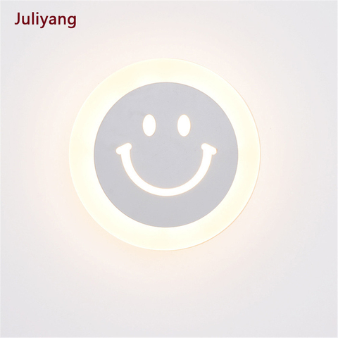 Led bedroom light Simple creative ultra-thin smiley wall light children's room hotel living room aisle wall lamp AC85-265V ► Photo 1/6