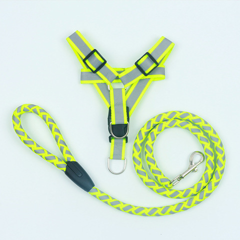 Reflective Dog Harness Leash Set Braided Traction Round Rope Large Medium Small Dog Chain Night Out Luminous Harness For Dogs ► Photo 1/6