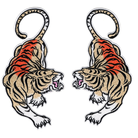 Tiger Patch Back Patch Iron on Clothing Vintage Patches For Clothes Appliques Punk Print on T-shirt DIY Applications ► Photo 1/5