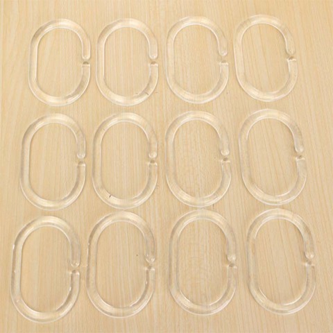 12PCS Plastic C Type Shower Curtain Hook Hanger Ring Bath Drape Loop Clip Glide Convenient Replacement Bathroom Accessories ► Photo 1/4