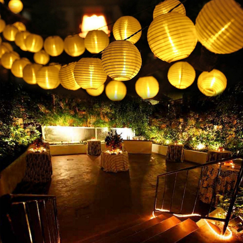 Solar Lantern String Lights Paper Lantern Solar Garland Light Outdoor Christmas Garden Backyard Balcony Lantern Ball Lamp ► Photo 1/6