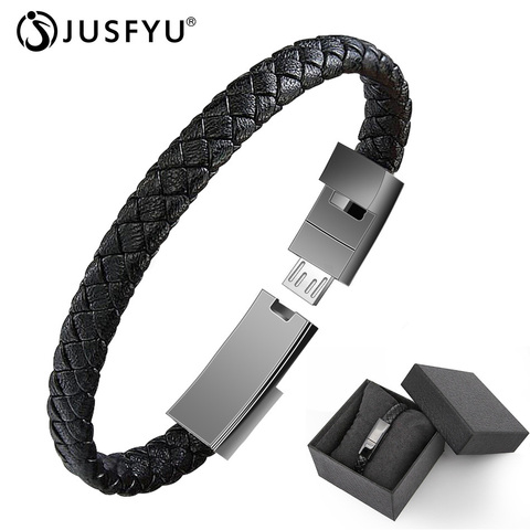 Hot Real Leather Mini Micro USB Bracelet Charger Data Charging Cable Sync Cord For iPhone 6 6s 7Plus Android Type-C Phone Cable ► Photo 1/6