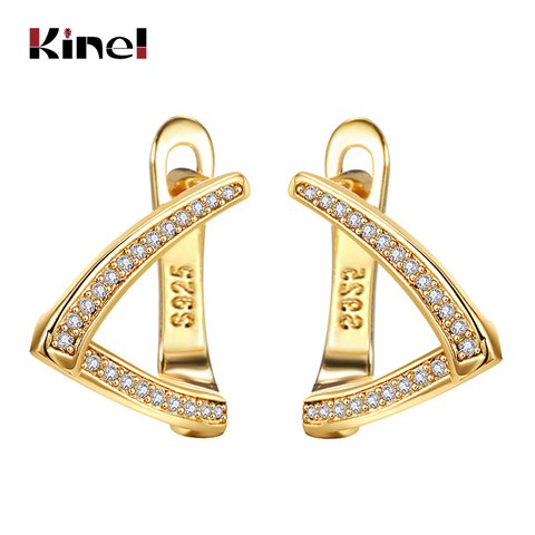 Kinel New Fashion Irregular Geometric Stud Earrings AAA Cubic Zirconia Turning Earrings For Women Engagement Wedding Jewelry ► Photo 1/6