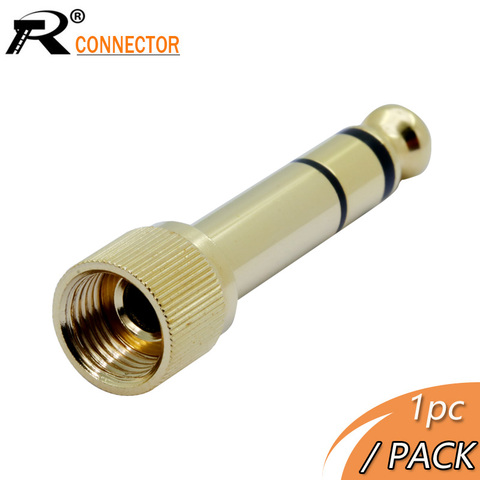 1PC Jack 6.35mm 3pole stereo male plug with inside screw to 3.5mm jack stereo female socket audio converter ► Photo 1/6