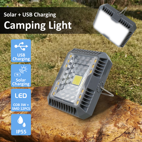 Portable Lantern Camping Light USB+Solar Charging Flashlight Camping Tent Light Outdoor Portable Hanging Lamp Solar Led Lantern ► Photo 1/6