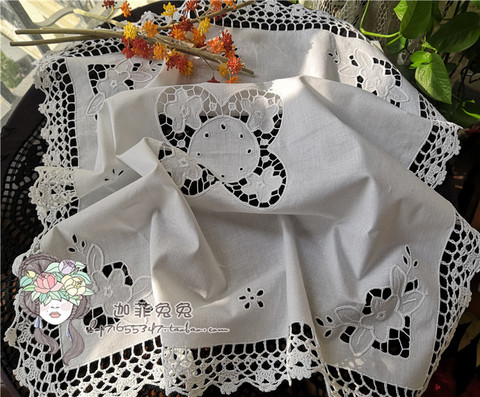 Junwell 100% Cotton Handmade Crocheted Lace tablecloth Shabby Cozy Vintage cutwork Tablecloth table topper ► Photo 1/6