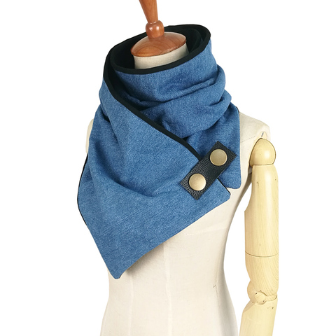 Newest Women men Unisex scarf 100% cotton denim Shawls winter ring fashion poncho loop button scarves tube scarf foulard femme ► Photo 1/6