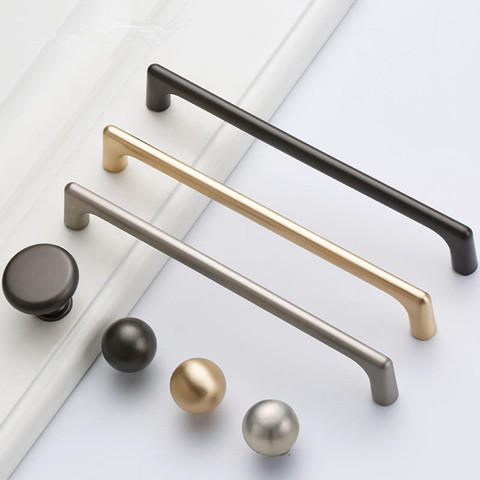 Zinc Alloy Gold Furniture Handle Solid Cabinet Pulls Drawer Knobs Kitchen Door Cupboard Handle Pulls Modern Furniture Hardware ► Photo 1/6