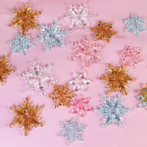 10pcs Christmas Snowflake Decoration Clear Pink Blue Crystal Acrylic Snowflake Ornaments Christmas Party Tree DIY Hanging Decor ► Photo 1/6