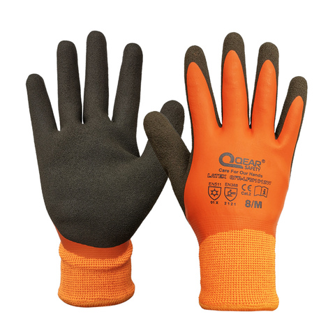 Thermal work safety gloves, fully warm fleece lining inside, water- proof rubber latex coated,anti-slip palm, winter use ► Photo 1/6