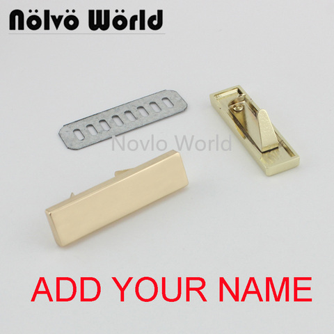 5-20-100 pieces,write YOUR NAME 46*12mm gold light gold handbag rectangle ornament metal purse label tags,Make bag purse label ► Photo 1/6