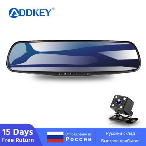 ADDKEY Auto 4.3 Inch Rearview Mirror dash cam Digital Video Recorder Dual Lens Registratory Camcorder FHD 1080P Car Dvr Camera ► Photo 1/6