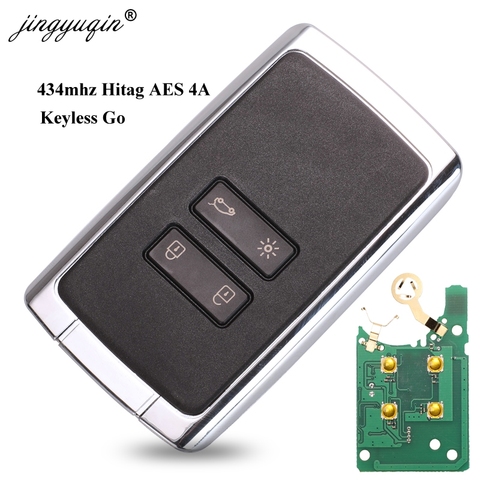 jingyuqin 4BTN Smart Remote Key 434mhz Hitag AES 4A pcf7953M for Renault Megane 4 Talisman Kadjar Espace 5 Keyless Go Entry key ► Photo 1/4
