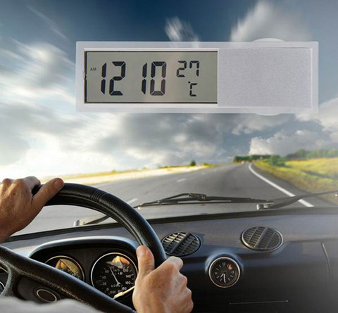 2022 Car electronic clock thermometer  Mini 2 in 1 Digital LCD Car Auto Clock + Thermometer ► Photo 1/3