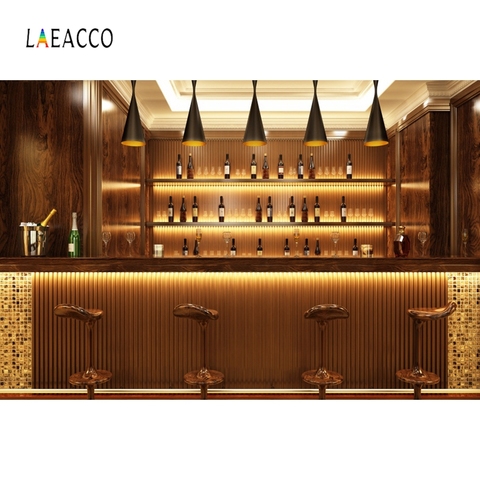 Laeacco Vintage Modern Bar Night Club Wine Lights Chair Photography Backdrops Photo Backgrounds Grunge Portrait Photophone Props ► Photo 1/1